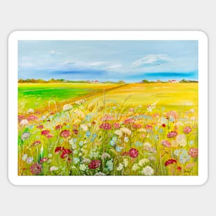 Meadow Near The Village Road Sticker